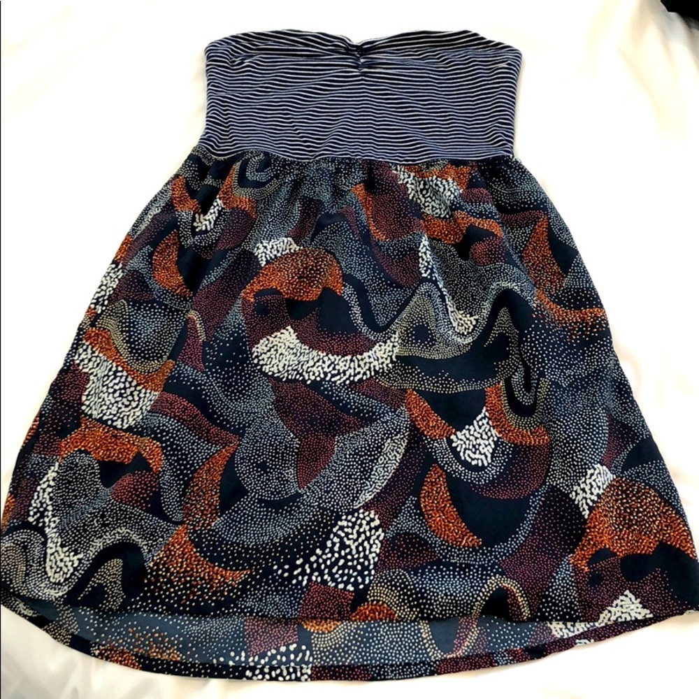 Roxy | Blue Multicolored Strapless Sundress